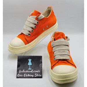 Rick Owens DRKSHDW Men's Orange Jumbo Lace Low Top Sneakers Sz 12 (45) 2817
